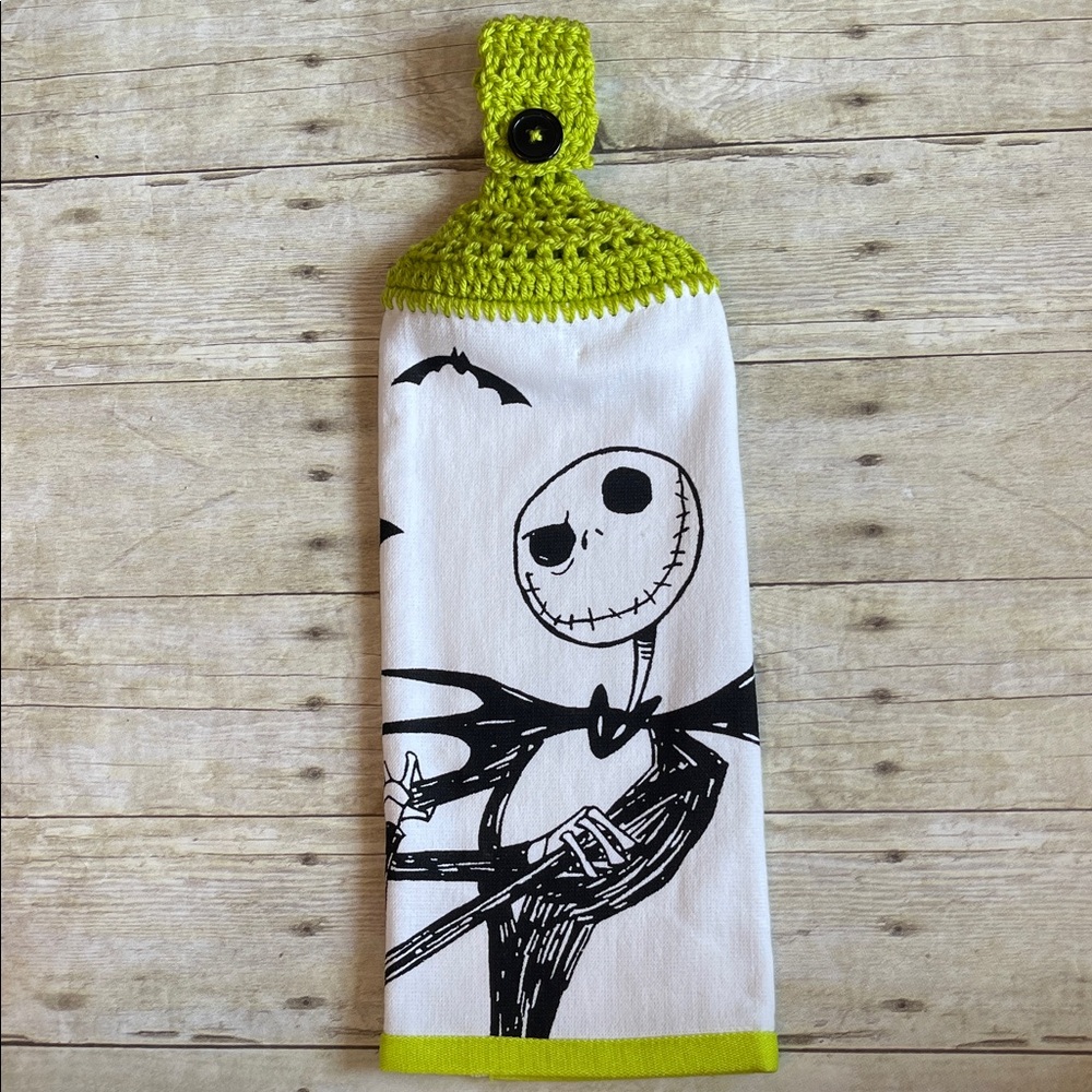 Jack Character from Nightmare Before Christmas Crochet Green Top Hanging Towel